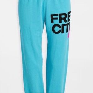 Free People Turquoise Blue Graphic Jogger Pants